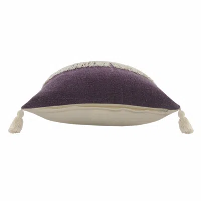 Homezia 20" X 20" Purple And Off-white 100% Cotton Zippered Pillow