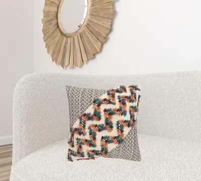 Homezia Multicolored Chevron Diagonal Panel Throw Pillow