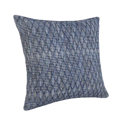 Homezia 20" X 20" Blue 100% Cotton Geometric Zippered Pillow