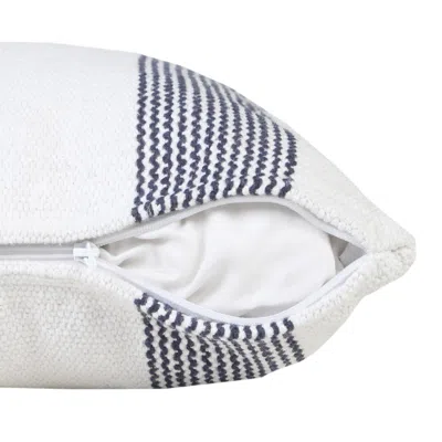 Homezia 20" X 20" Pale Blue And White 100% Cotton Geometric Zippered Pillow