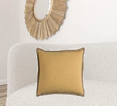 Homezia Yellow Beige And Natural Jute Throw Pillow