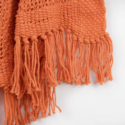 Homezia Orange Woven 100% Cotton Throw Blanket