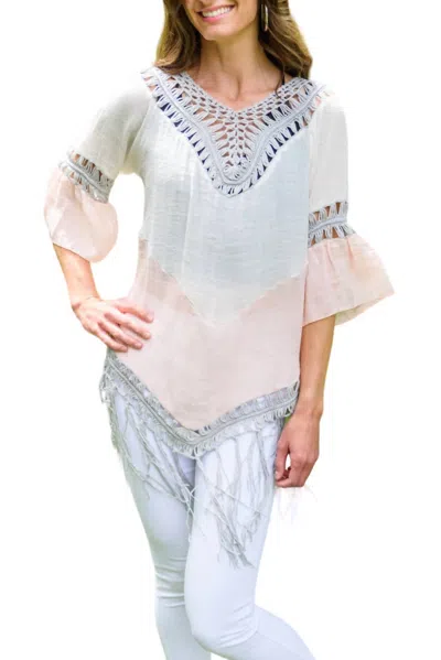 143 Story Get Me Started Poncho In White/blush In White