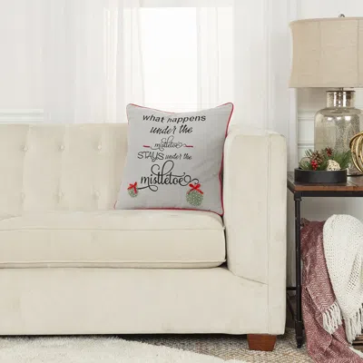 Homezia Gray What Happens Under The Mistletoe Throw Pillow