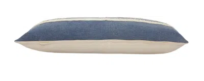 Homezia 14" X 36" Dusty Blue And White 100% Cotton Striped Zippered Pillow