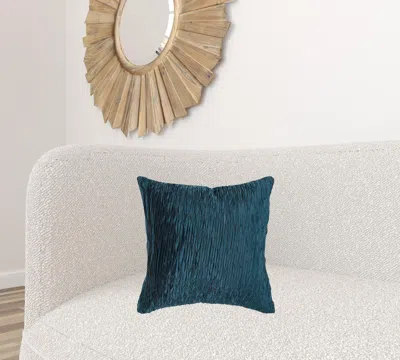 Homezia Dark Teal Blue Crinkle Down Filled Throw Pillow