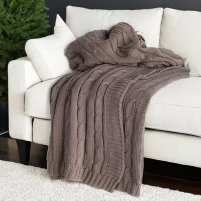 Homezia Brown Knitted 100% Cotton Throw Blanket