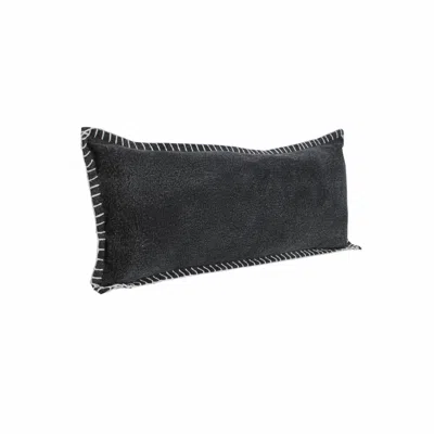 Homezia 14" X 36" Jet Black 100% Cotton Zippered Pillow
