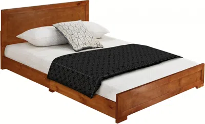 Homezia Cherry Wood Twin Platform Bed