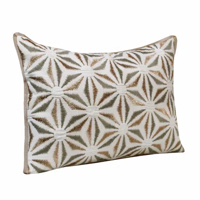 Homezia 14" X 20" Gray And Copper 100% Cotton Geometric Zippered Pillow