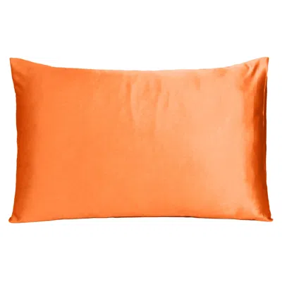 Homezia Orange Dreamy Set Of 2 Silky Satin Standard Pillowcases