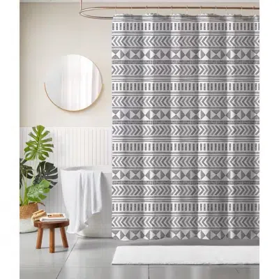 Quikfurn 72-inch Polyester Shower Curtain With Black White Scandinavian Chevron Pattern