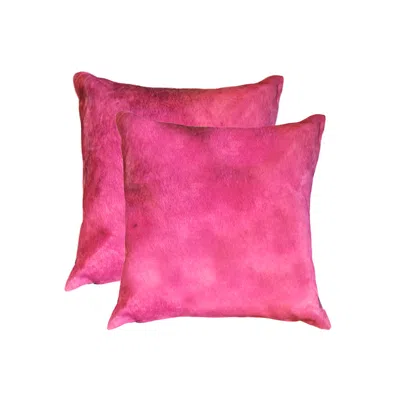 Homezia Set Of Two 18" Fuschia Cowhide Throw Pillow