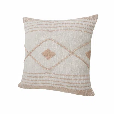 Homezia 20" X 20" Peach And White 100% Cotton Coastal Zippered Pillow