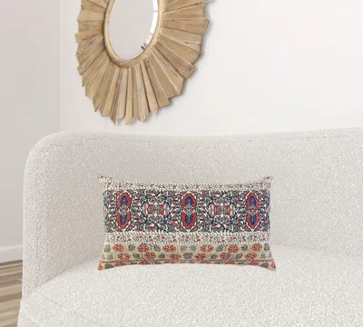 Homezia Red Beige Patterned Panel Lumbar Pillow