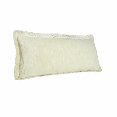 Homezia 14" X 36" Light Yellow And White 100% Cotton Geometric Zippered Pillow