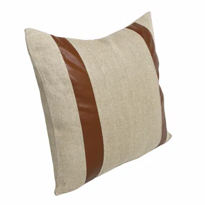 Homezia 20" X 20" Beige And Brown Linen Striped Zippered Pillow