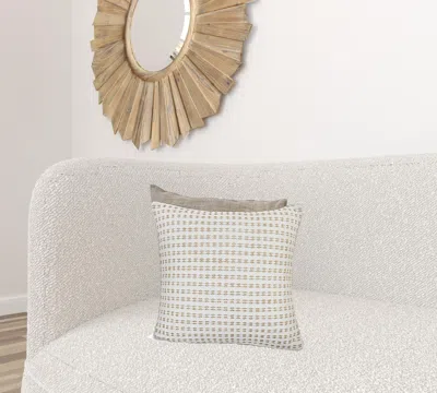 Homezia 20" X 20" Ivory And Tan 100% Cotton Geometric Zippered Pillow