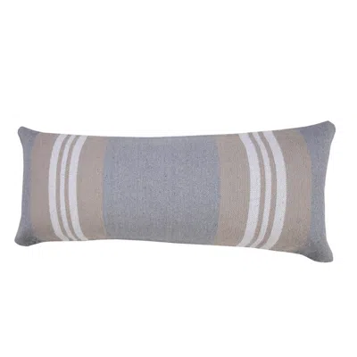 Homezia 14" X 36" Beige And Gray Striped Cotton Zippered Pillow