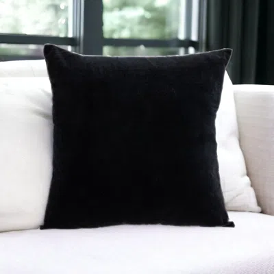 Homezia Black Velvet Two Tone Throw Pillow