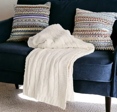 Homezia Ivory Knitted 100% Cotton Throw Blanket