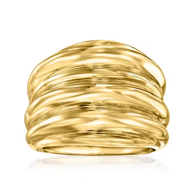 Ross-simons Italian 18kt Yellow Gold Ribbed Ring In Yellow