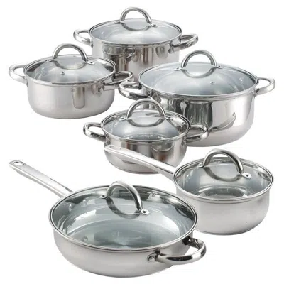 Quikfurn 12 Piece Cool Touch Stainless Steel Cookware Set
