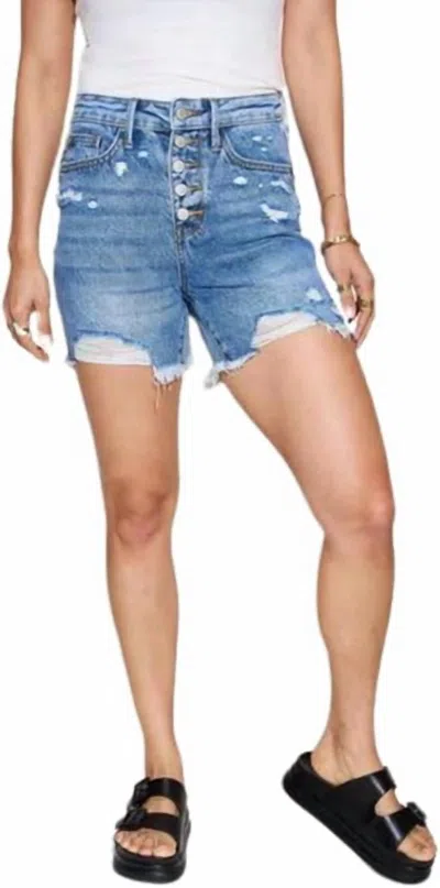 Judy Blue High Rise Rigid Magic Button Fly Cutoff Shorts In Medium Wash In Blue