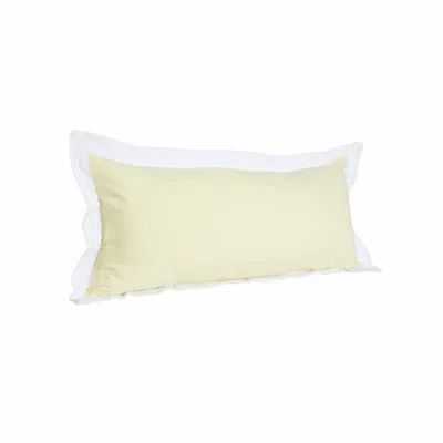 Homezia 14" X 36" Light Yellow And White 100% Cotton Geometric Zippered Pillow