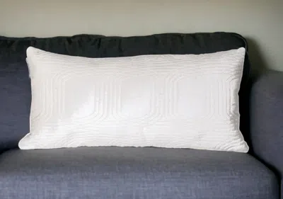 Homezia Quilted Velvet White Lumbar Throw Pillow