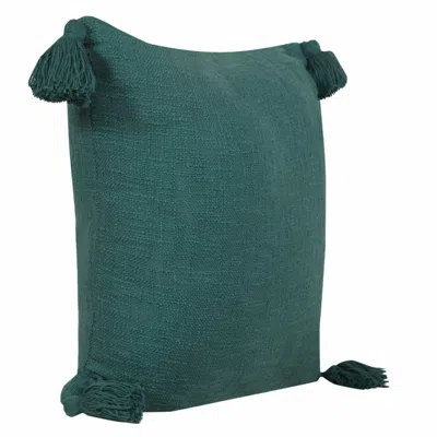 Homezia 20" X 20" Emerald Green 100% Cotton Zippered Pillow