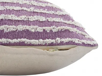 Homezia 14" X 36" Purple And Cream 100% Cotton Striped Zippered Pillow