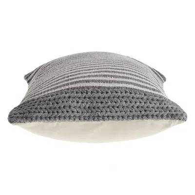 Homezia 20" X 20" Gray And Ivory 100% Cotton Striped Zippered Pillow