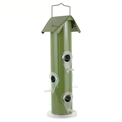 Quikfurn Outdoor Patio Garden 6-perch Olive Green Metal Tube Bird Feeder