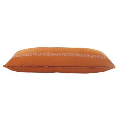 Homezia 14" X 36" Orange And Dark Orange 100% Cotton Geometric Zippered Pillow