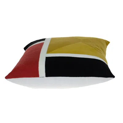 Homezia 20" X 20" Mustard Yellow And Black Geometric Zippered 100% Cotton Throw Pillow