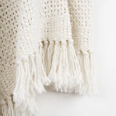 Homezia White Woven 100% Cotton Throw Blanket