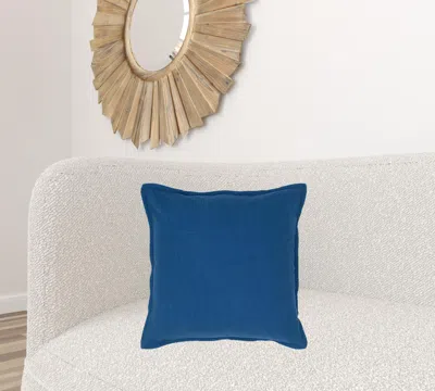 Homezia Blue Solid Flange Edged Modern Down Throw Pillow