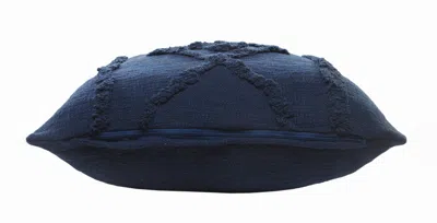 Homezia 20" X 20" Navy And Dark Blue 100% Cotton Geometric Zippered Pillow