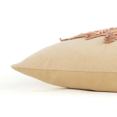 Homezia 14" X 14" Beige And Brown Thanksgiving Cotton Pillow With Applique, Embroidery Edges