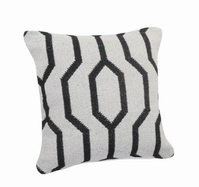 Homezia 20" X 20" White And Black 100% Cotton Geometric Zippered Pillow