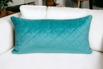 Homezia Tufted Diamond Aqua Transitional Lumbar Pillow