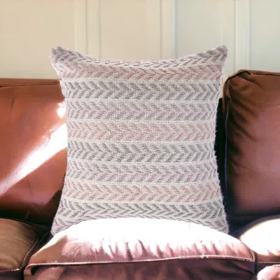 Homezia Set Of Two 18" X 18" Purple Beach Chevron Cotton Zippered Pillow