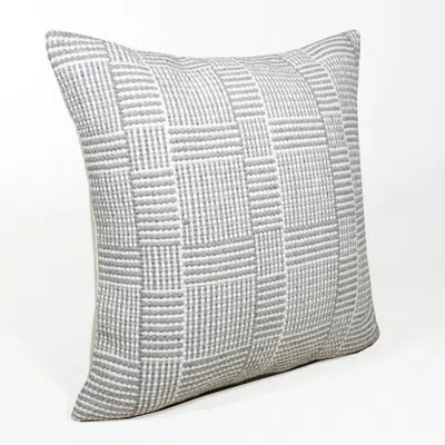 Homezia 20" X 20" Gray And White 100% Cotton Geometric Zippered Pillow