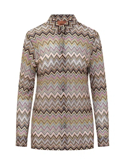Missoni Chevron Pattern Blouse In Cotton And Viscose Blend In Multicolor