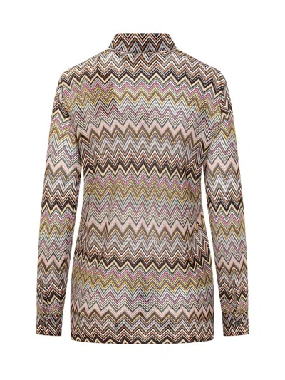 Missoni Chevron Pattern Blouse In Cotton And Viscose Blend In Multicolor