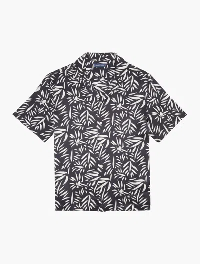 Frescobol Carioca Abstract Roberto Silk Shirt In Black & Cotton White