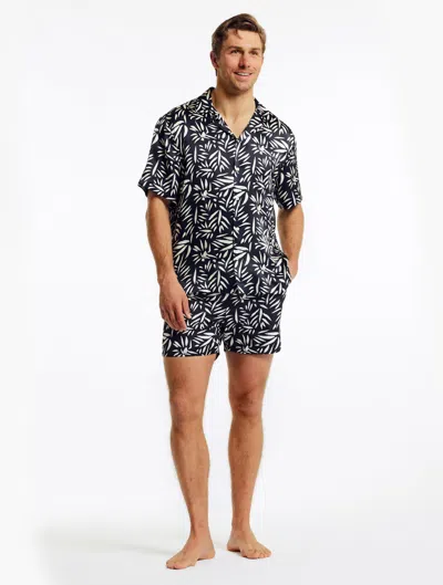 Frescobol Carioca Abstract Roberto Silk Shirt In Black & Cotton White