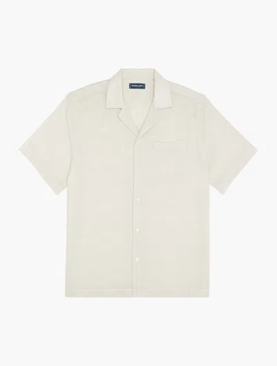 Frescobol Carioca Mens Yellow Haze Angelo Patch-pocket Relaxed-fit Linen Shirt In Marble Stone