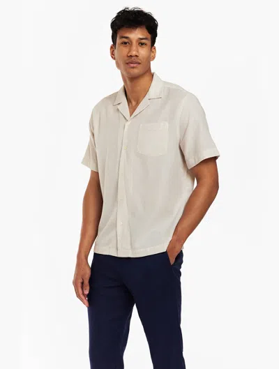 Frescobol Carioca Mens Yellow Haze Angelo Patch-pocket Relaxed-fit Linen Shirt In Marble Stone